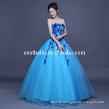 OEM Factory China 2017 Floral Sky Blue Rüschen Quinceanera Ballkleider Ballkleid Formal Party Ballkleid